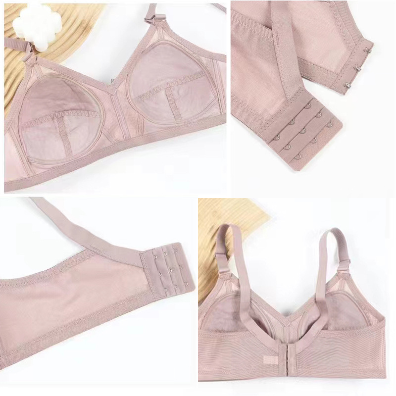 Gran tamaño de comercio exterior punto delgado sin esponja sin anillo de acero ropa interior mujer gran pecho pequeño se reúnen contra la caída del sujetador