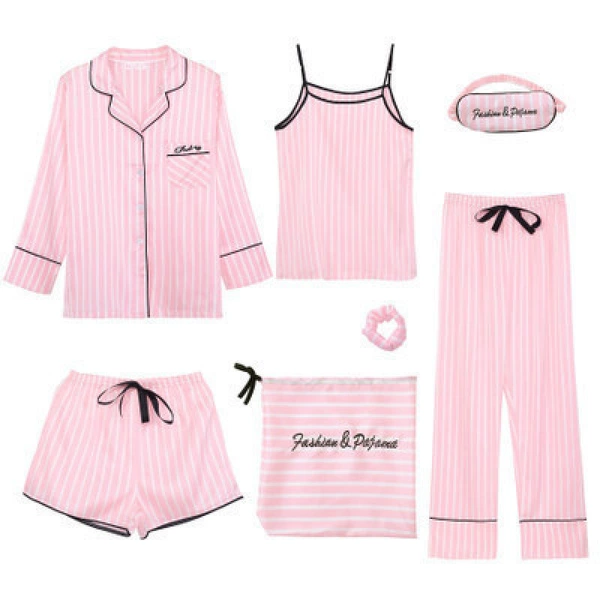 Embroidered striped 7 -piece set