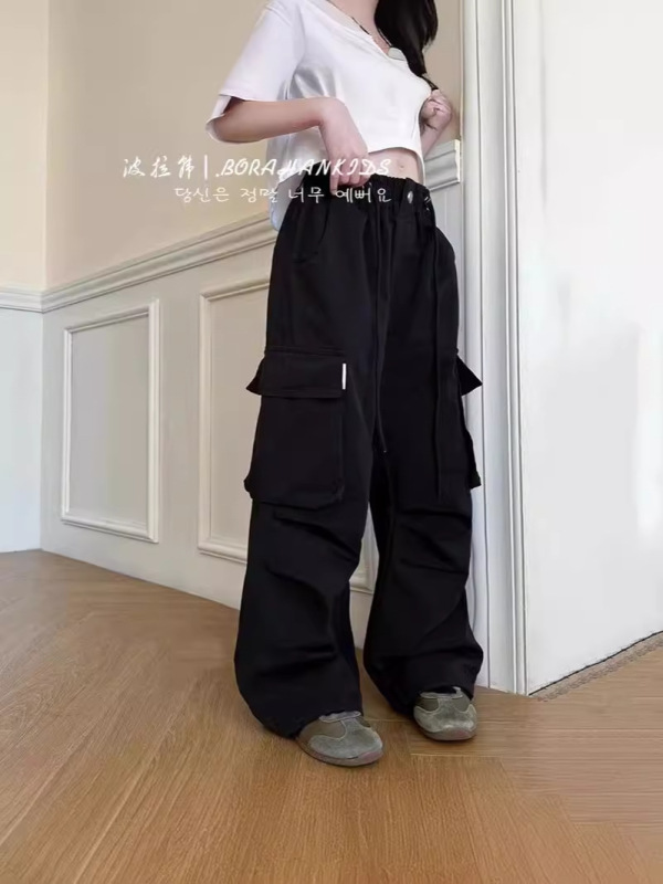 女の子の洋気工装直筒長ズボン2025夏の新型児童工装長ズボン大ポケット設計工装ズボン|undefined