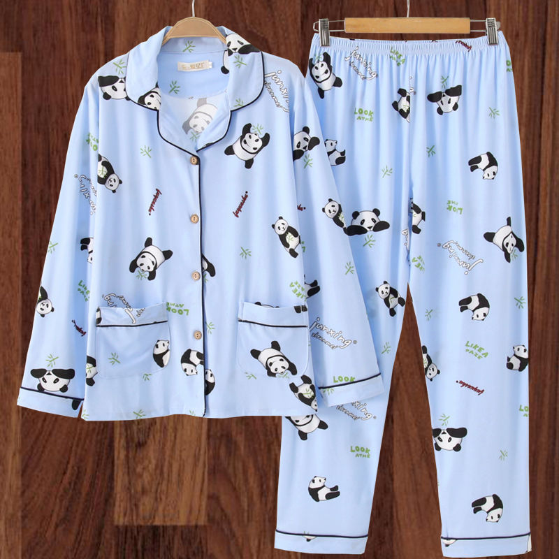 100% algodón más el tamaño de los pijamas de las mujeres Primavera, Otoño e Invierno manga larga suelta de mediana edad y joven confinamiento desgaste del hogar traje de verano