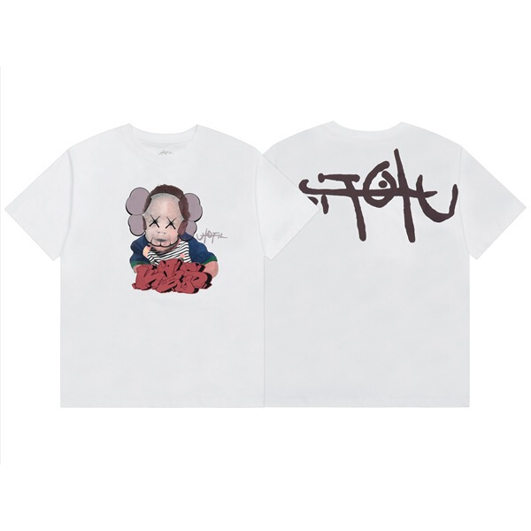 Travis Scott x KAWS Joint Figure Doll Printed Round Neck Loose Short-sleeved T-shirt Unisex