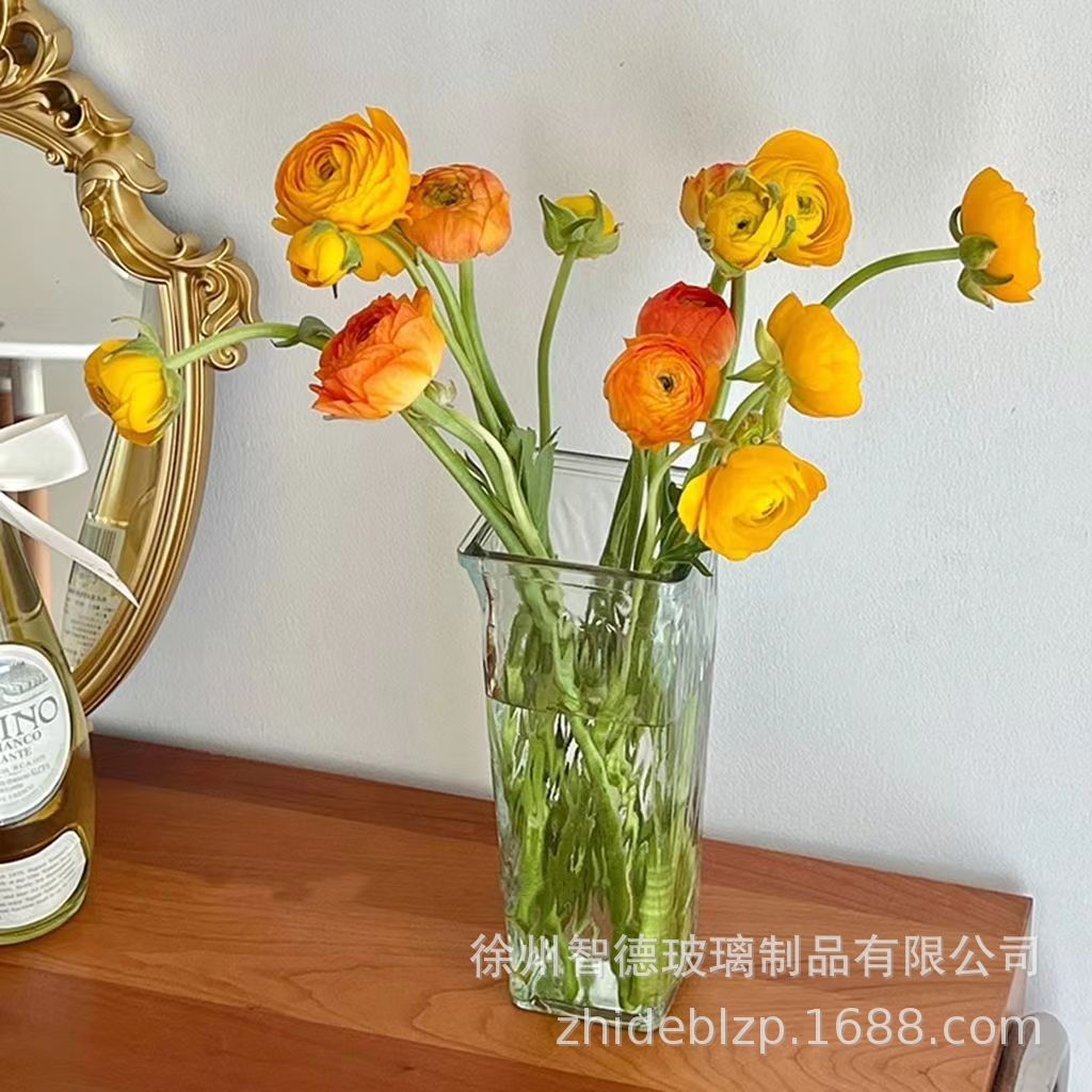 INS estilo florero de vidrio simple arreglo de flores transparente flor hidropónica planta verde florero sala de estar mesa de comedor Decoración