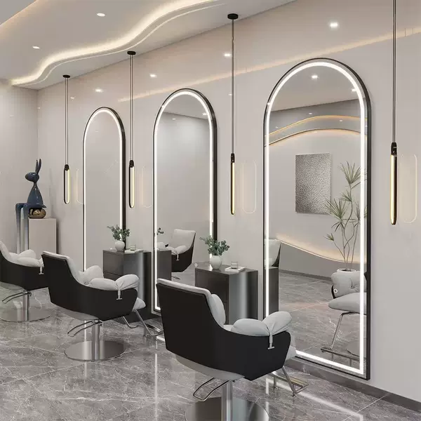 Hairdressing Mirror, Popular in Hair Salons, Specialized Hair Salon Mirror, Single-Sided Wall-Mounted Touch Screen Mirror with Light