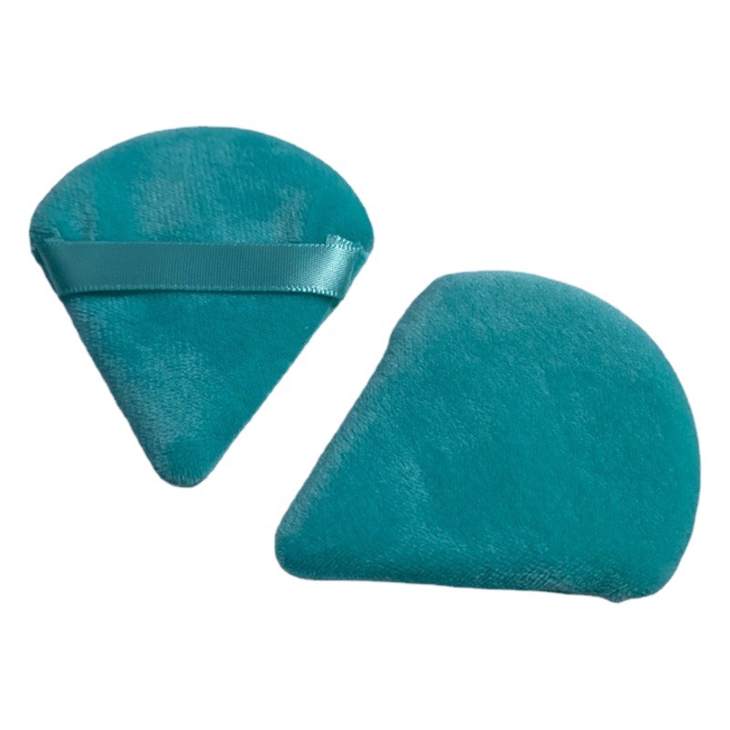 In stock Crystal super soft triangle puff fan-shaped short velvet dry puff Crystal velvet triangle puff honey powder powder puff