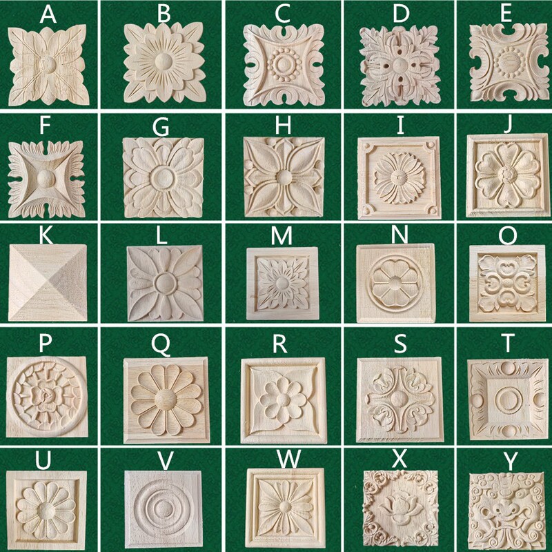 Dongyang Wood Carved Flower European Style Solid Wood Decals Square Patch Small Square Cabinet Furniture Roman Stigma Decoration Dongyang Wood Carved Flower European Style Solid Wood Decals Square Patch Small Square Cabinet Furniture Roman Stigma Decoration