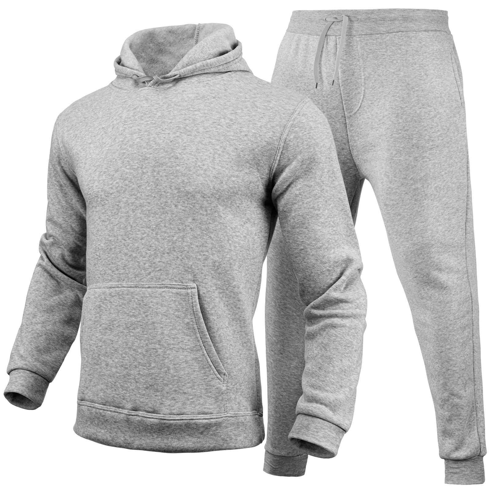 2024 autumn/winter men's women's casual European size blank solid color with fleece loose fitting hoodie and pants_voghion.com