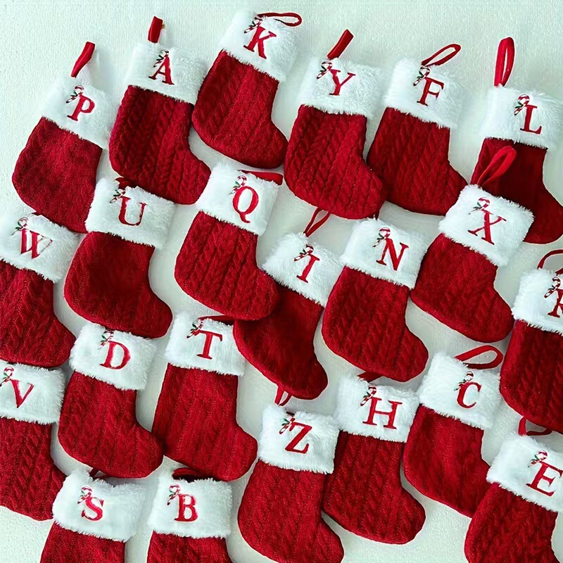 クロスボーダークリスマス装飾品刺繍アルファベットニット靴下子供キャンディーギフトバッグアルファベットクリスマス靴下ギフトバッグ|undefined
