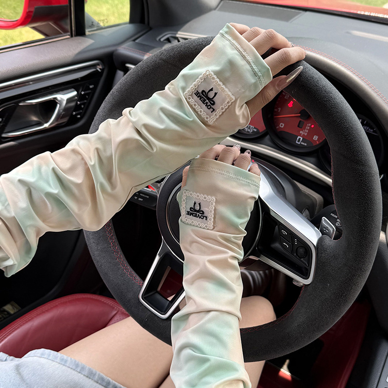 Imitación de guantes de nylon para mujeres de verano anti-UV montar manga de hielo respirable guante de manguito de hielo suelto