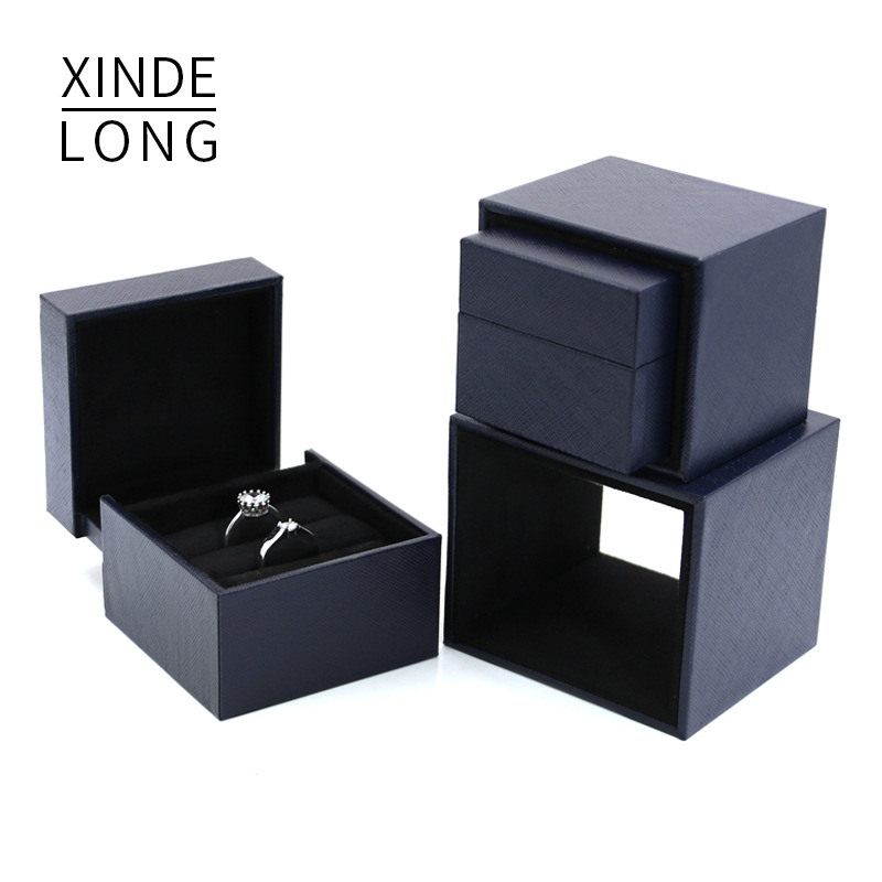 批發網格紋錯位首飾盒抽屜式戒指盒對戒盒吊墜項鍊盒手鐲盒