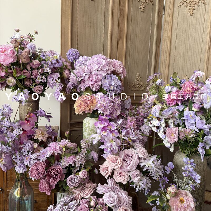 Light Purple Series Artificial Flowers, Fresh Color Series for Window Display Decoration, New Year Flowers, Handmade Flower Shop Packaging Materials Light Purple Series Artificial Flowers, Fresh Color Series for Window Display Decoration, New Year Flowers, Handmade Flower Shop Packaging Materials
