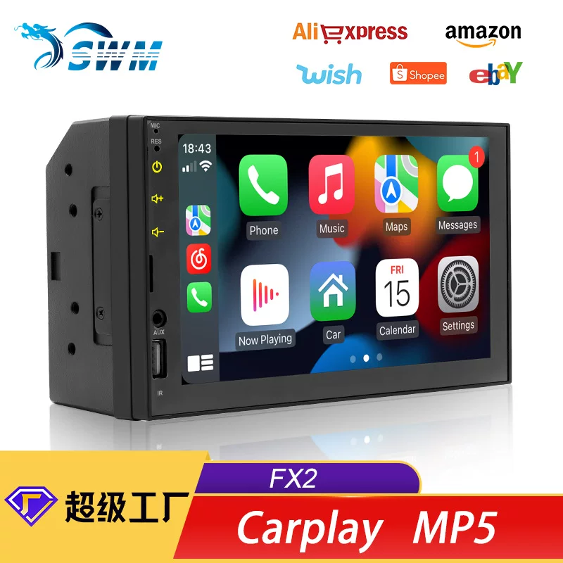 Проводной CarPlay 7-дюймовый автомобильный MP5 плеер HD инвестированный изображение Bluetooth MP3 автомобильная вилка радиоприемник