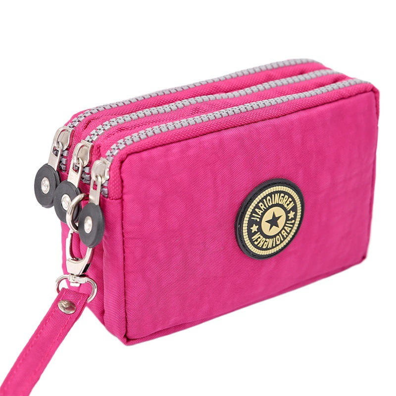 Nuevo lavado de mezclilla de las mujeres tres cremallera monedero bolsa de cosméticos bolsa de teléfono móvil bolsa portátil de mano bolsa mediana bolsa pequeña bolsa cuadrada