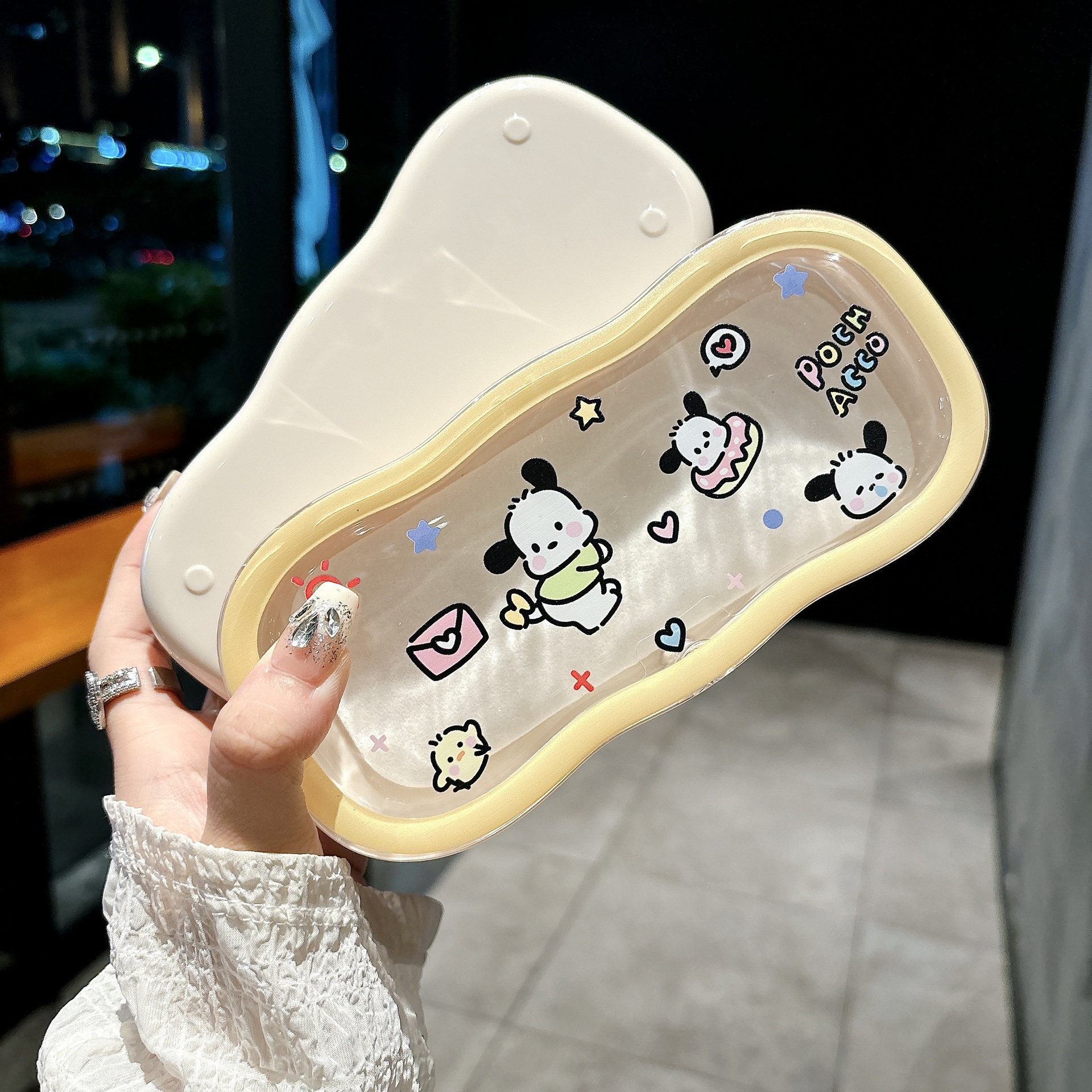 Caja de gafas transparentes de borde de la nube, alta sensación de almacenamiento portátil, niños, niños, niños, estudiantes, lindos, caja de gafas al por mayor