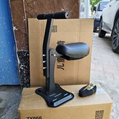 Electric Vehicle Child Seat, Front-Mounted Foldable Pedal, Electric Scooter, Motorcycle Baby Safety Seat, Child Stool (Electric car child seat) - 48-32-25-matt-black-foldable-integrated-load-bearing-frame