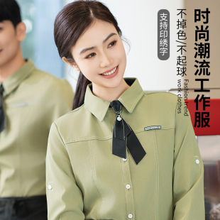 Catering Overalls Coffee Cake Bread Dessert Milk Tea Shop Western Restaurant Fast Food Restaurant Waiter Shirt Long Sleeve Female