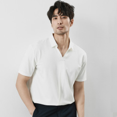 無痕エンボス半袖poloシャツ男性夏の新型tシャツ韓国版高級氷糸垂感高弾男性服