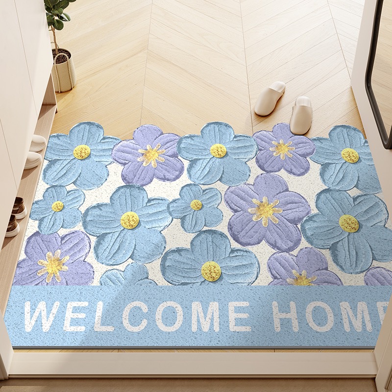 Floral Home Entrance Entry Door Silk Loop Non-Slip Mat Foyer Rug_voghion.com
