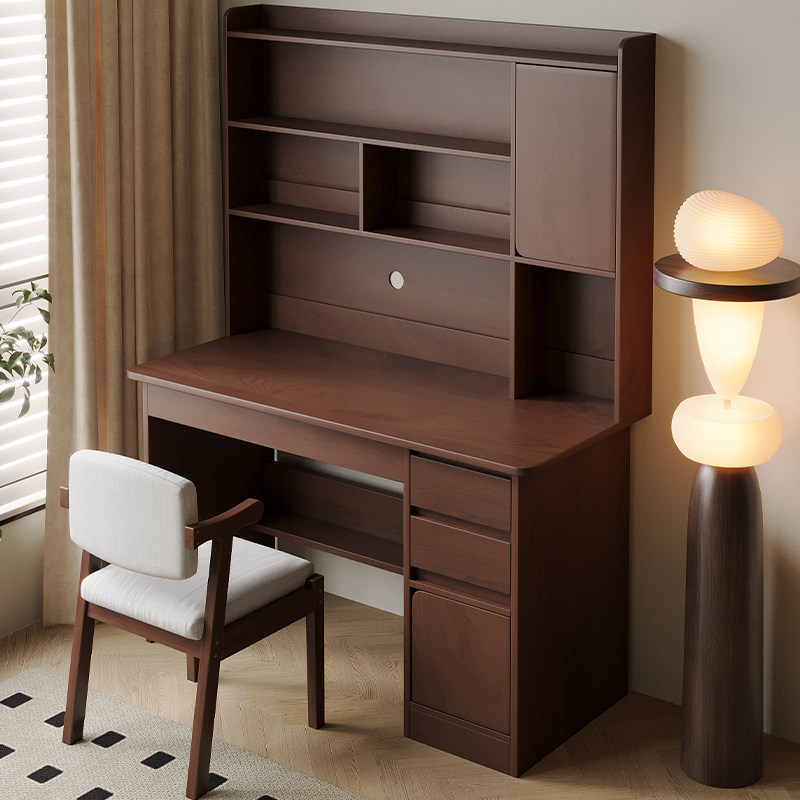 Desk and Bookshelf Integrated Table Bookcase with Drawers Student Home Study Writing Desk and Chair Bedroom Office Computer Desk