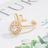 Rotating rabbit, ring, cute agile adjustable small design birthday charm, on index finger, light luxury style