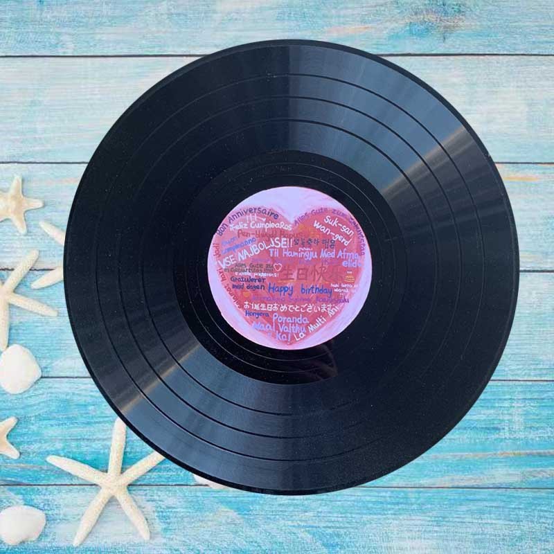クリエイティブ落書きビニールレコード装飾バーパブインテリア壁装飾レトロノスタルジックな壁古いレコード装飾|undefined