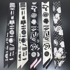 Spring new style angled silk scarf, double-layer twill silk, digital printing, binding, accessories, headband, souvenir, gift decoration