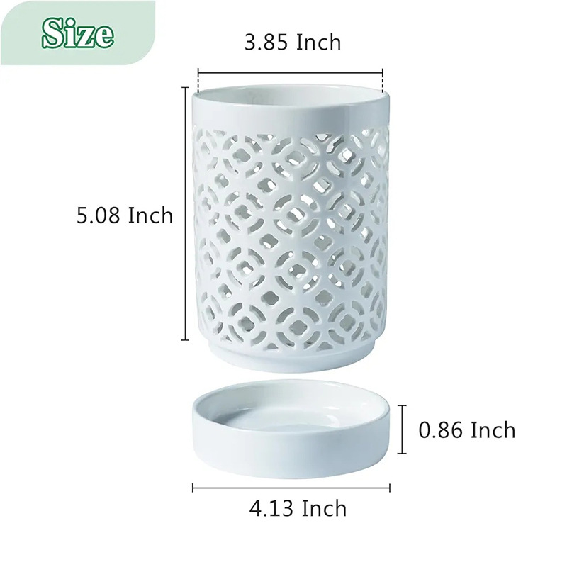 雕通筷筒白色【梅花】