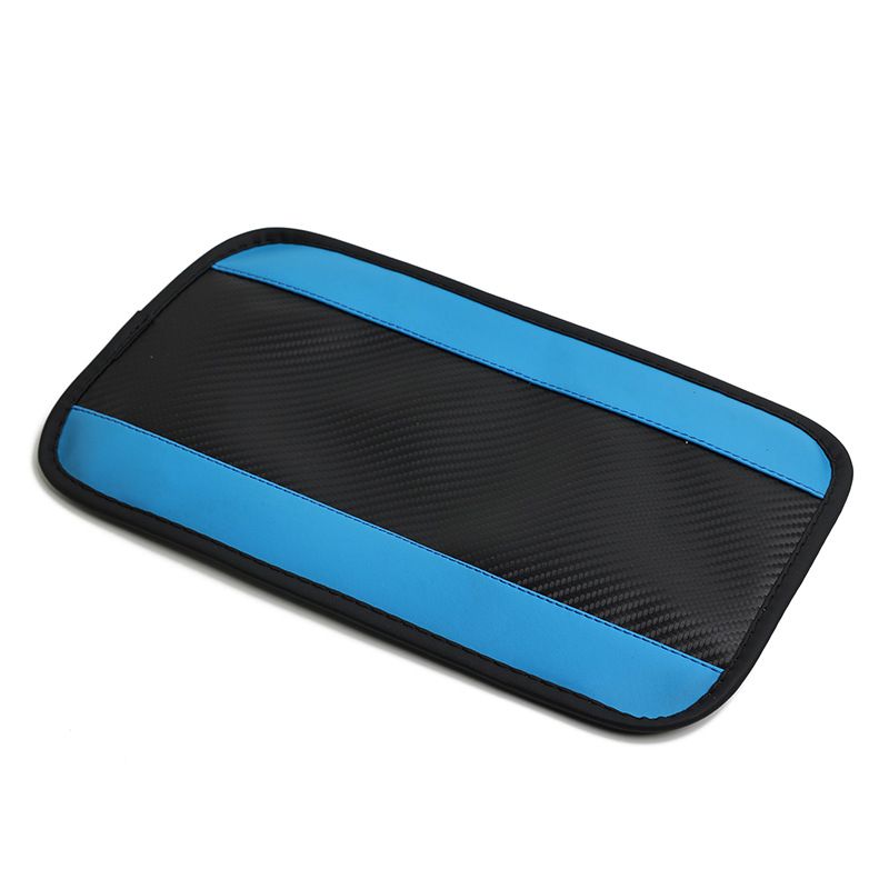 Universal Universal car armrest box cover new carbon fiber leather (Armrest box pad) - blue