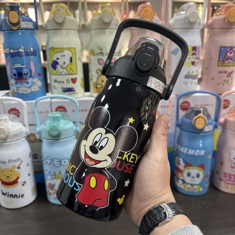 国境を越えた人気の漫画の大容量ポータブルポットステンレス鋼魔法瓶カップストロー付き屋外ウォーターカップ真空カップ|undefined
