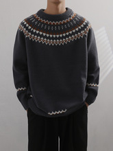 原创潮牌美式嘻哈hiphop条纹毛线衣复古男女休闲宽松毛衣冬