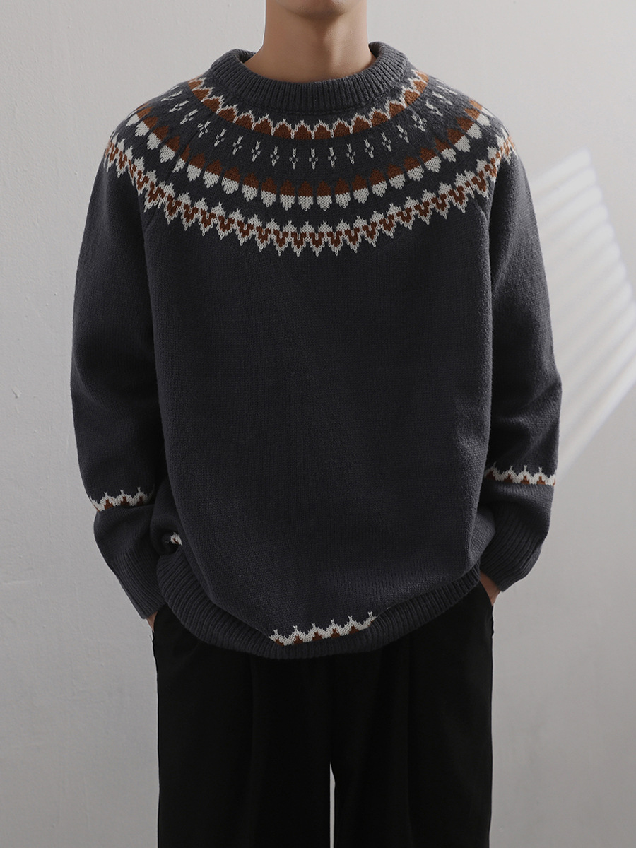 原创潮牌美式嘻哈hiphop条纹毛线衣复古男女休闲宽松毛衣冬