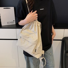 2025 夏韓国春夏巾着ナイロン大容量シンプルカジュアル多用途バックパック軽量旅行バックパック