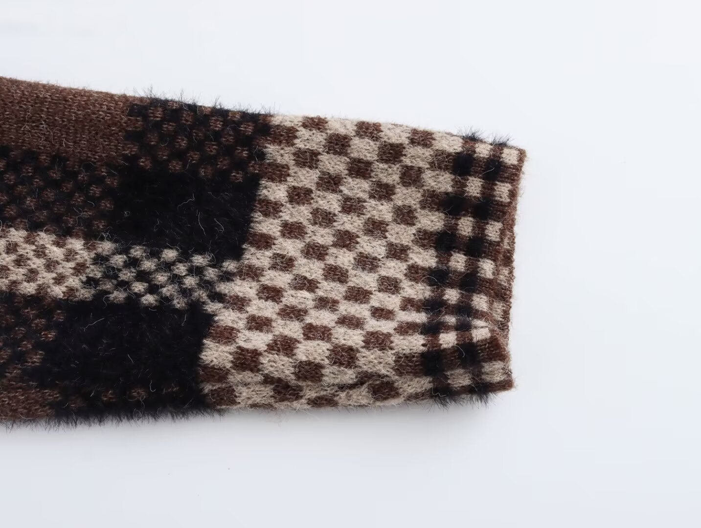 Women's clothing 2024 autumn and winter new street fashion plaid zipper sweater jacket_voghion.com