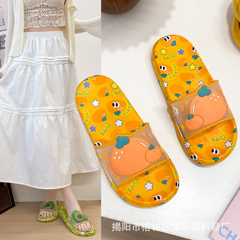 夏季新款可爱水果外穿软底甜美平底拖鞋女家居室外防滑厚底一字拖