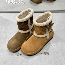 IG莱熙妮厚底雪地靴女款加绒加厚毛毛鞋2025新款冬季短筒棉保暖鞋