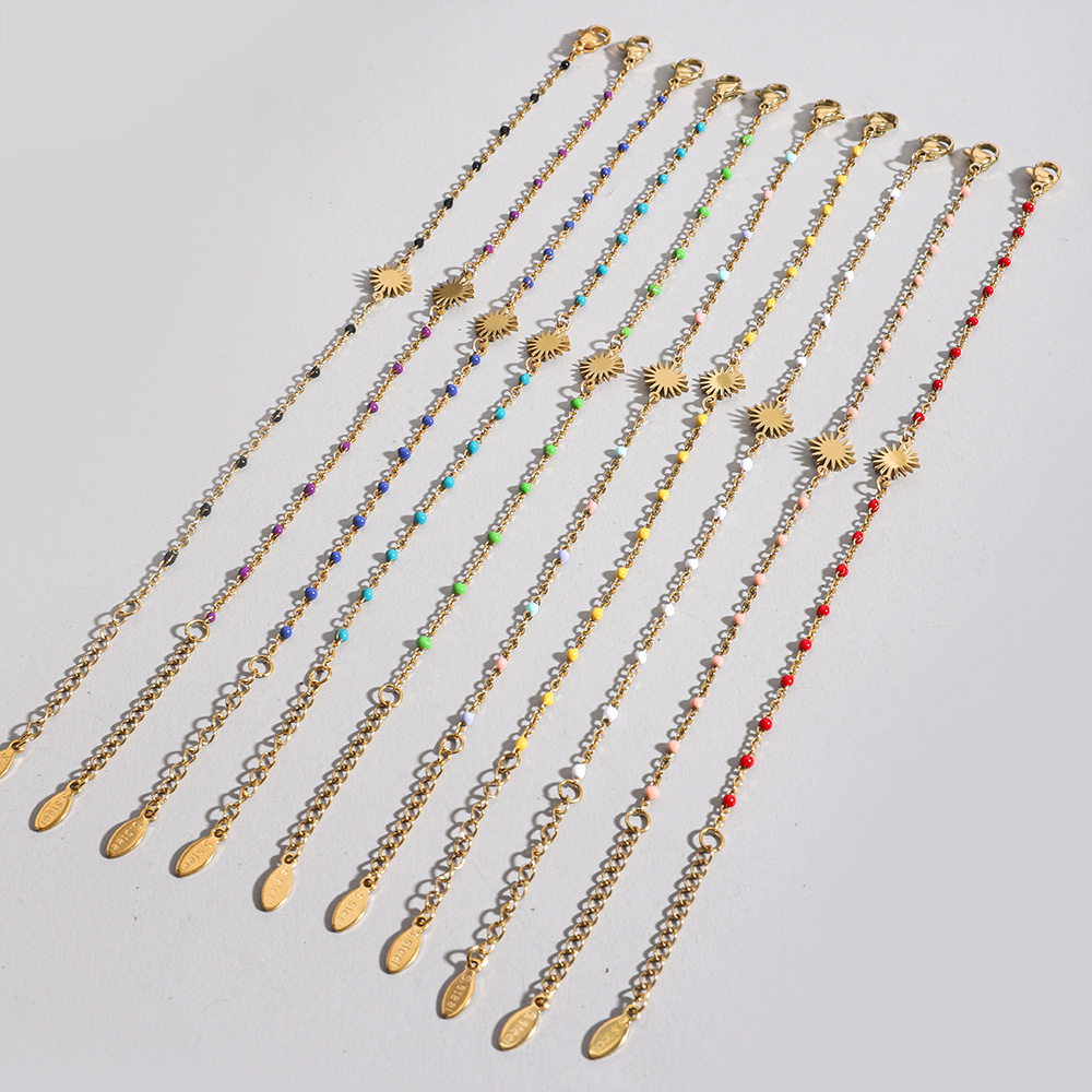 5g Weight Bracelets Classification 1 Piece Quantity Holiday, Daily Occasion Stainless Steel Material Sun Pattern Women's Gender Enamel, Plating Design Simple Style Style Simple Style Sun Stainless Steel Enamel Plating Bracelets 1 Piece 19