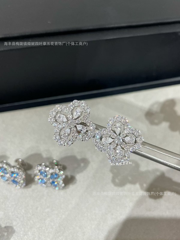 フルダイヤモンド四つ葉のクローバーネックレスレディース S925 シルバー HW ハイバージョンログネックレスライト高級ニッチハイエンド気質鎖骨チェーン|undefined