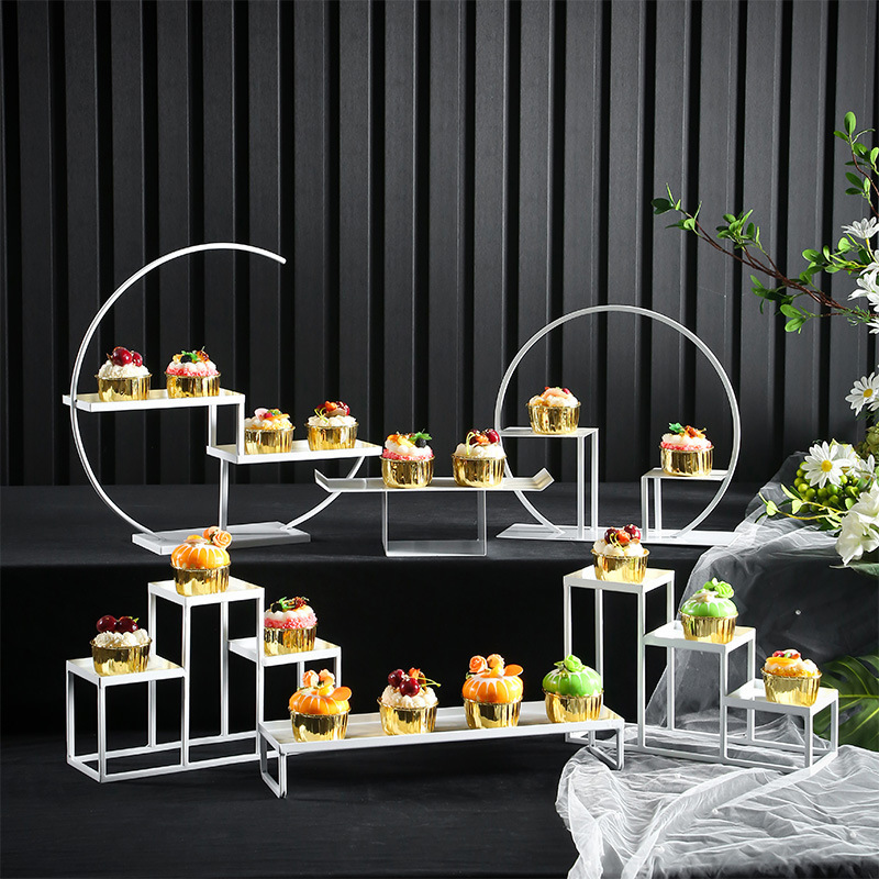 Tabla de postres de estilo europeo decoración estante de exhibición de postres de boda comida fría té descanso estante de pastel estante de mesa de té de la tarde estante de refresco image 21