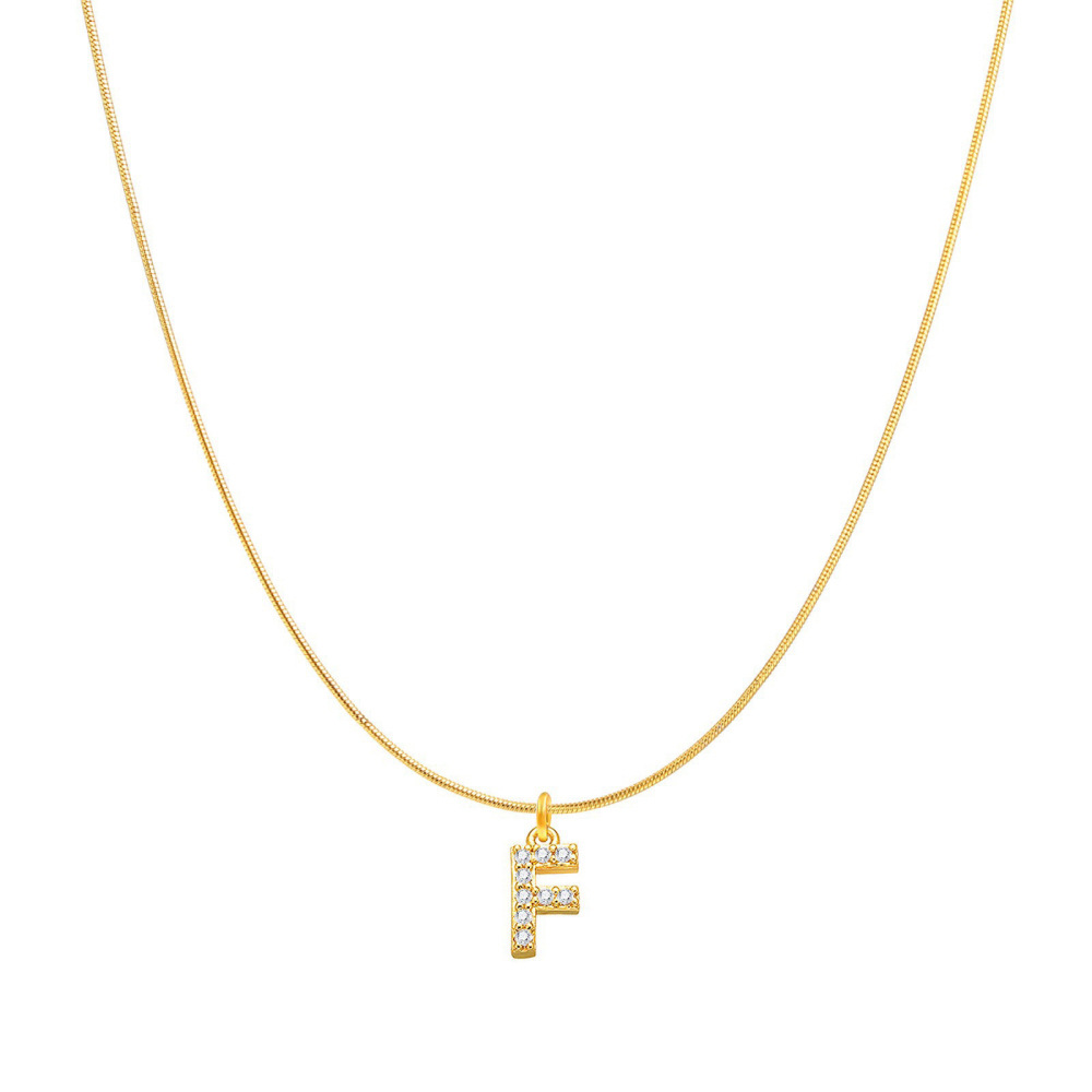 Daily Occasion Copper Material Simple Style Letter Copper Zircon Pendant Necklace In Bulk