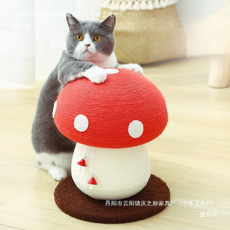 Red Umbrella Mushroom Cat Climbing Frame Sisal Scratching Post Vertical Cat Scratcher Cat Toy Mushroom Cat Scratcher