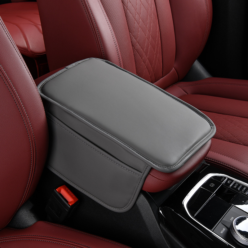 Armrest Box | Universal Armrest box pad - plain-single-layer-pocket-style-gray