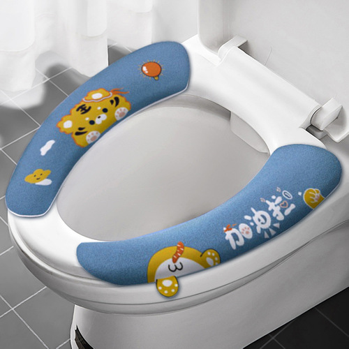 Wholesale cartoon toilet seat with handle, winter warm toilet seat cover, environmentally friendly TPE adhesive style, independent packaging, direct sales