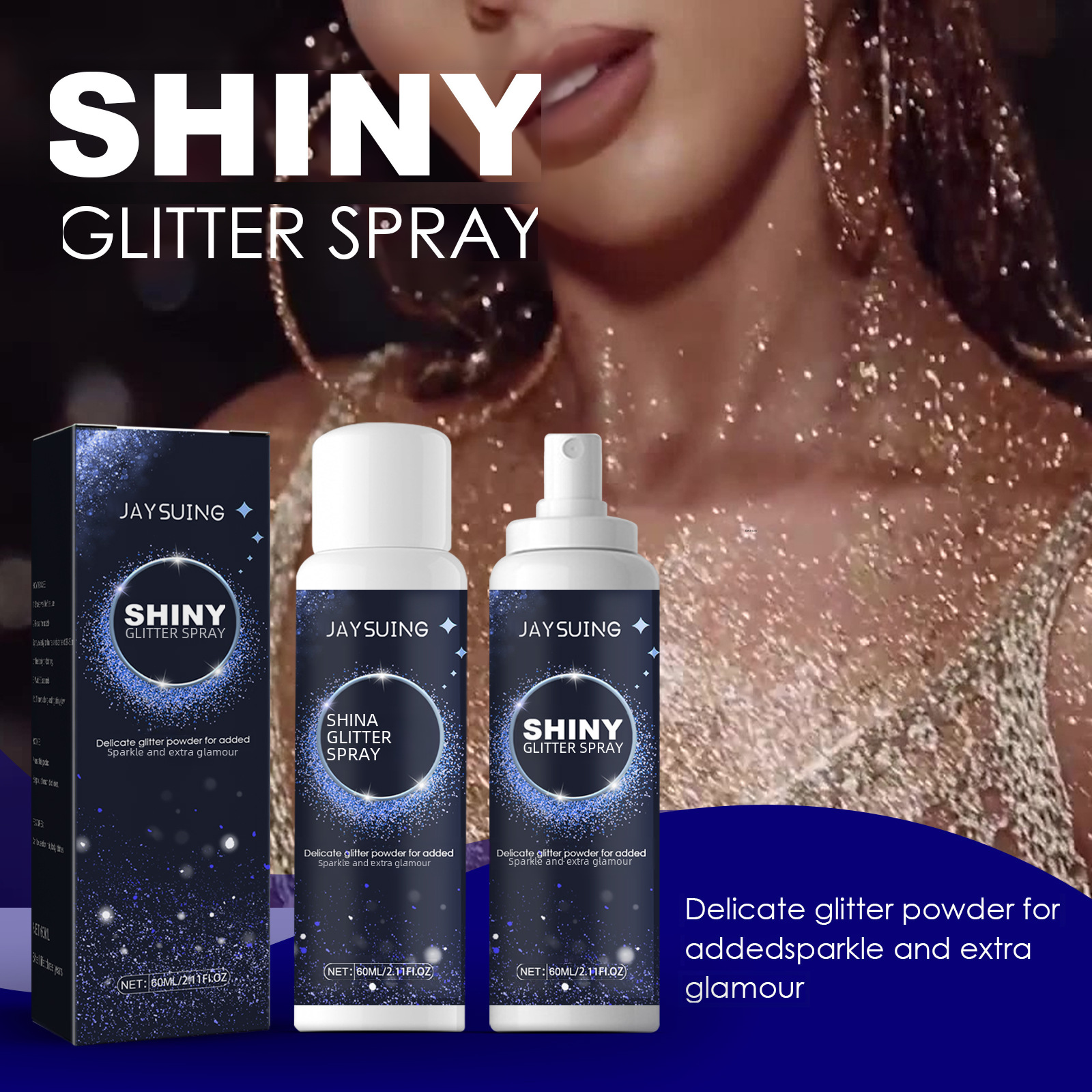 Jaysuing Glitter Spray for Clavicle and Hair, Party Nightclub Clothes Film-Forming Pearlescent Spray