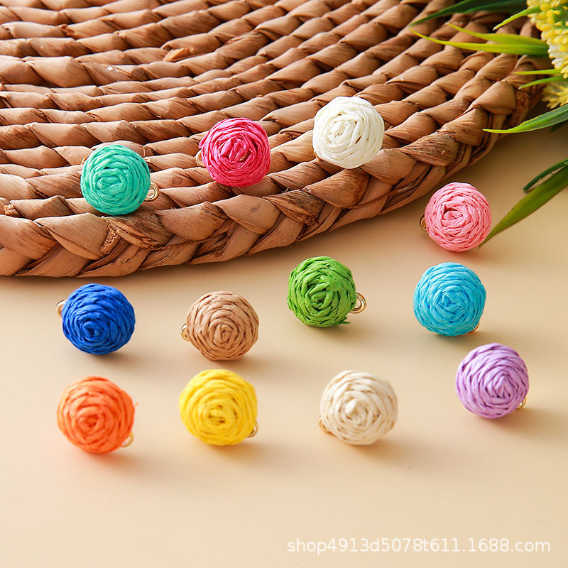 Manufacturer's Ready-Made Bohemian Resort Style Handmade Raffia Woven Earrings Head Earrings Earrings Accessories Wholesale