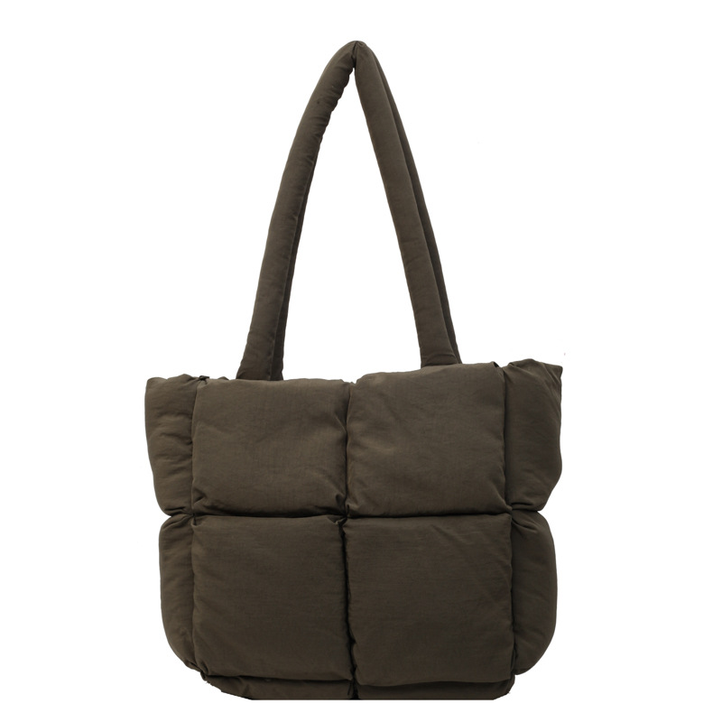 Bolso de mano de las mujeres de gran capacidad de la clase de estudiante de cercanías bolsa de hombro bolsa de tela de costura bolso de color sólido suave glutinoso bolsa de soplo