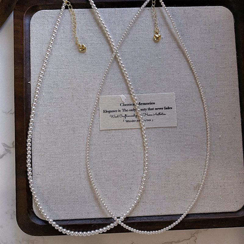 French Lazy Shijia 2mm Very Small Rice Beads Rice Pearl Necklace Women's Collarbone Necklace New Explosions Live