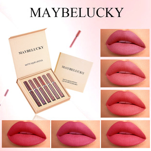 Cross-Border Hot Selling Maybelucky 6-Pack Lip Gloss Easy to Color Lipstick Set Lip Gloss Set Natural Stereo