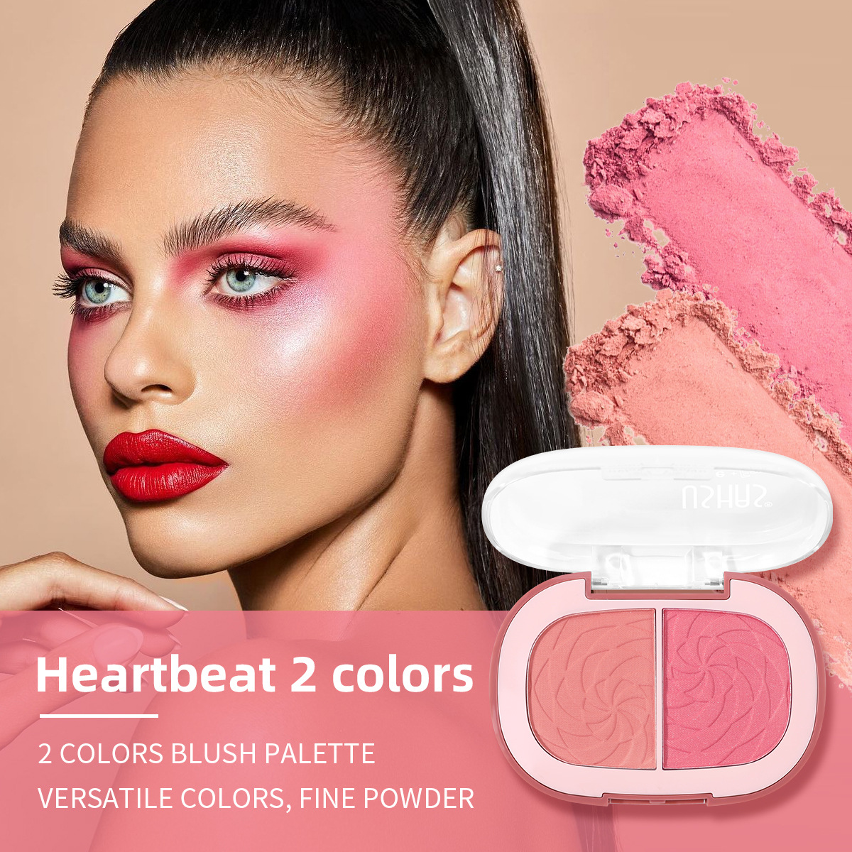 USHAS European and American Cross-border spot 2 Gongge Rubor en polvo en polvo, ligero y delicado, efecto de maquillaje natural UF099B