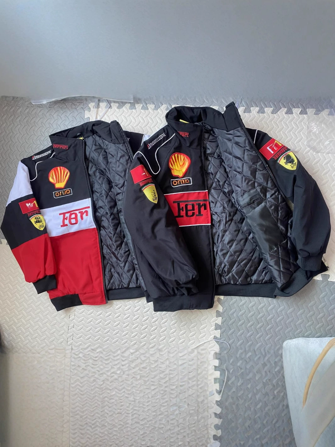 Куртка (Ferrari) ретро гоночная джерси, с вышивкой, в американском стиле