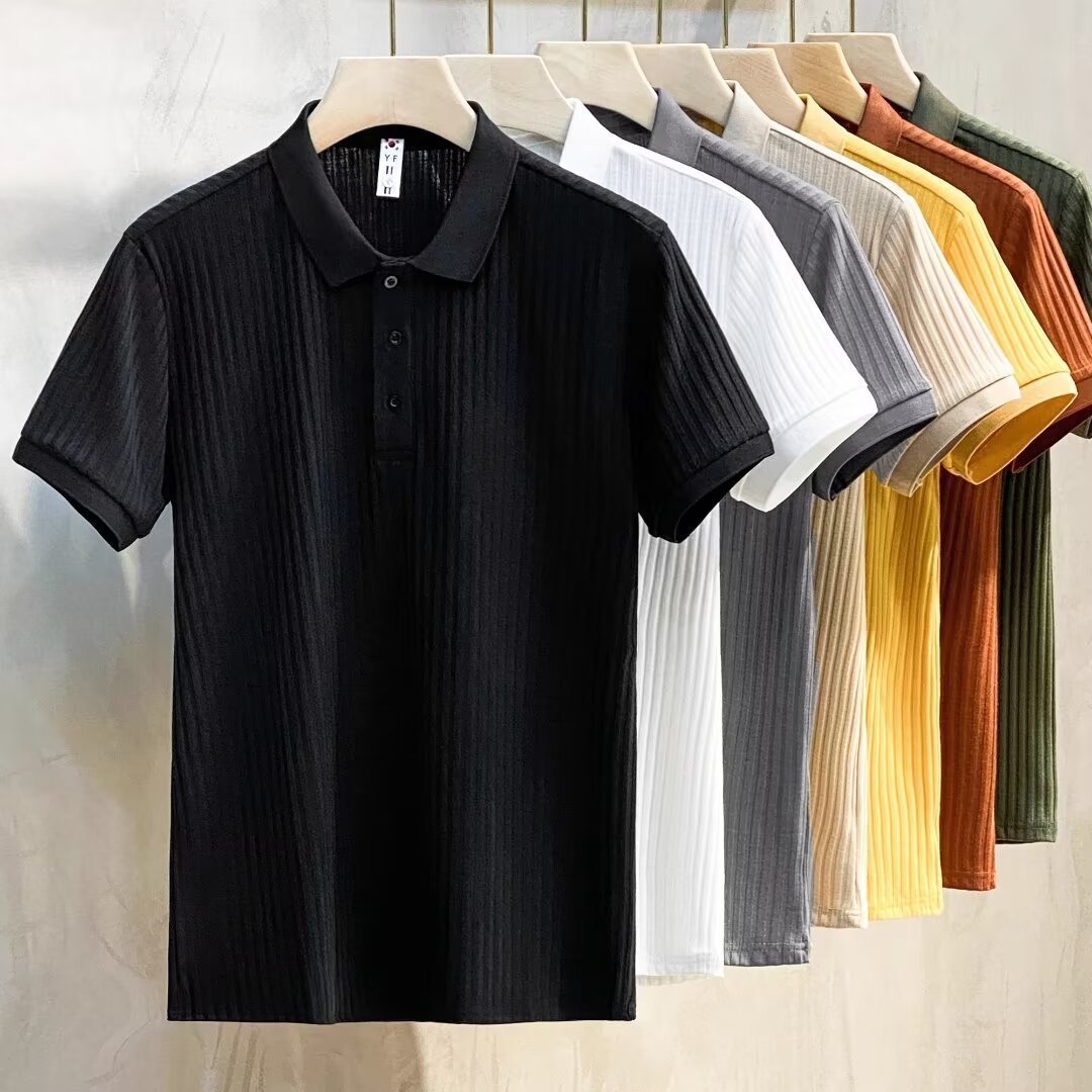 Source manufacturers business polo shirt pit stripe mercerized polo shirt short sleeve fashion brand summer coat lapel men's t