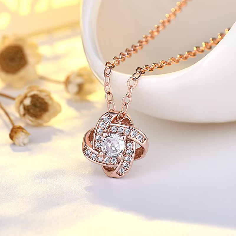 로즈 골드 네잎 클로버 목걸이